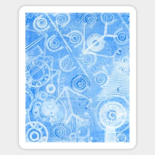 Techno 3 Monotype Ghost Print in Blue Sticker